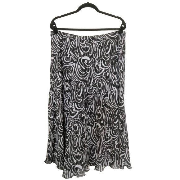 Lane Bryant Womens Flowy Black White Abstract Print Midi Skirt Plus Size 14/16 - Picture 2 of 6